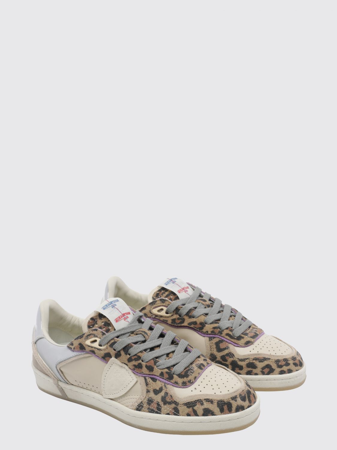 Philippe Model Pgal Suede Low-Top Sneakers with Animal Print Beige (PGLDAXE1)