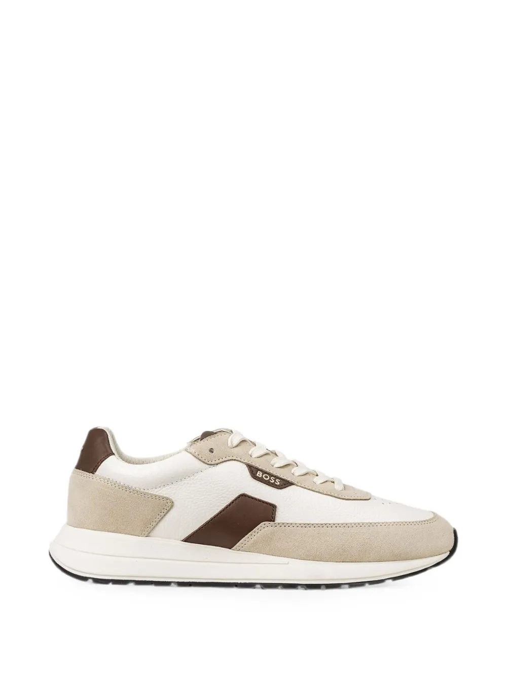 BOSS Leren sneakers met vlakken – Beige (50568951)