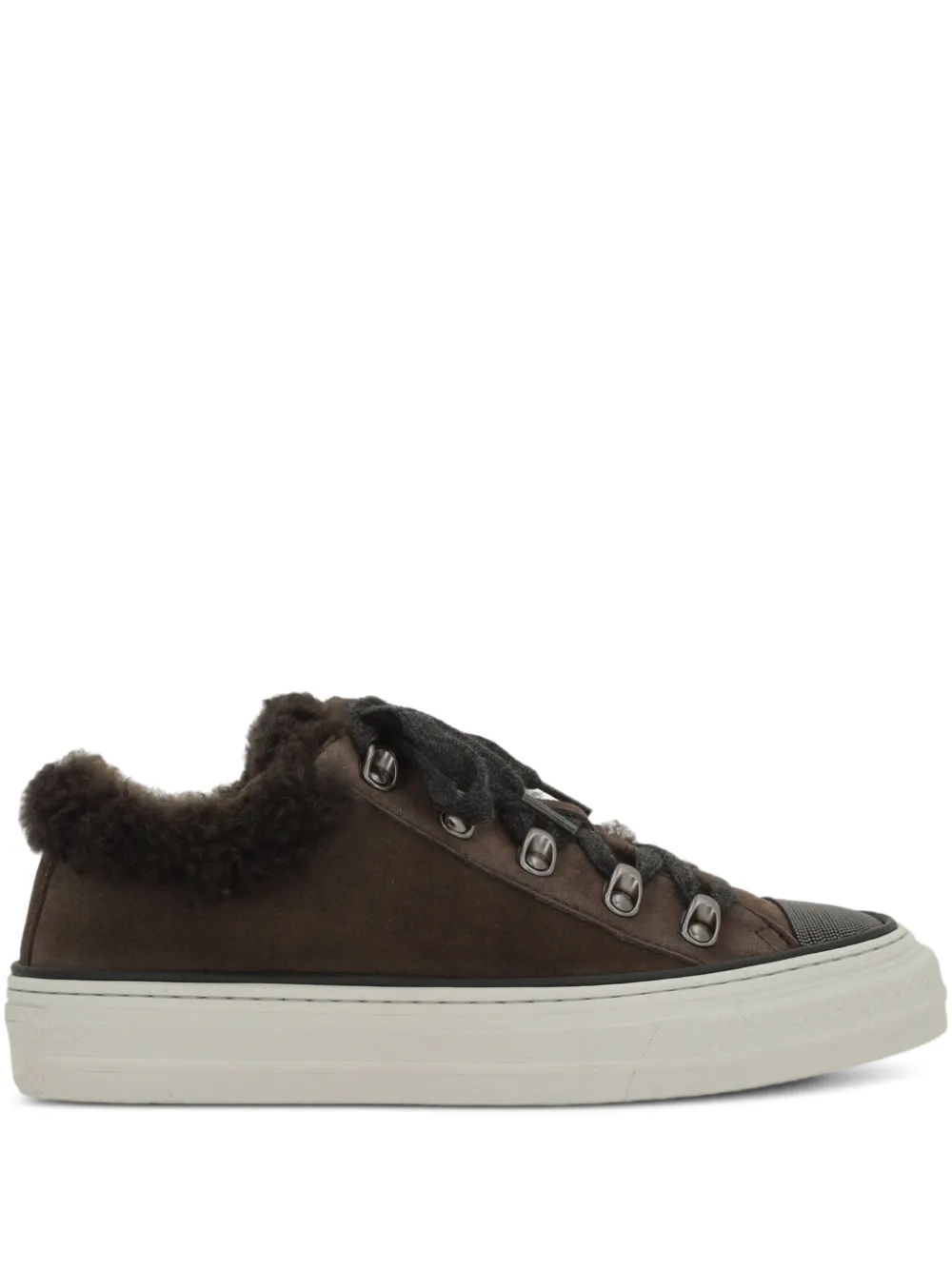 Brunello Cucinelli Sneakers mit Shearling-Besatz – Braun (MZSFG3131C7284)