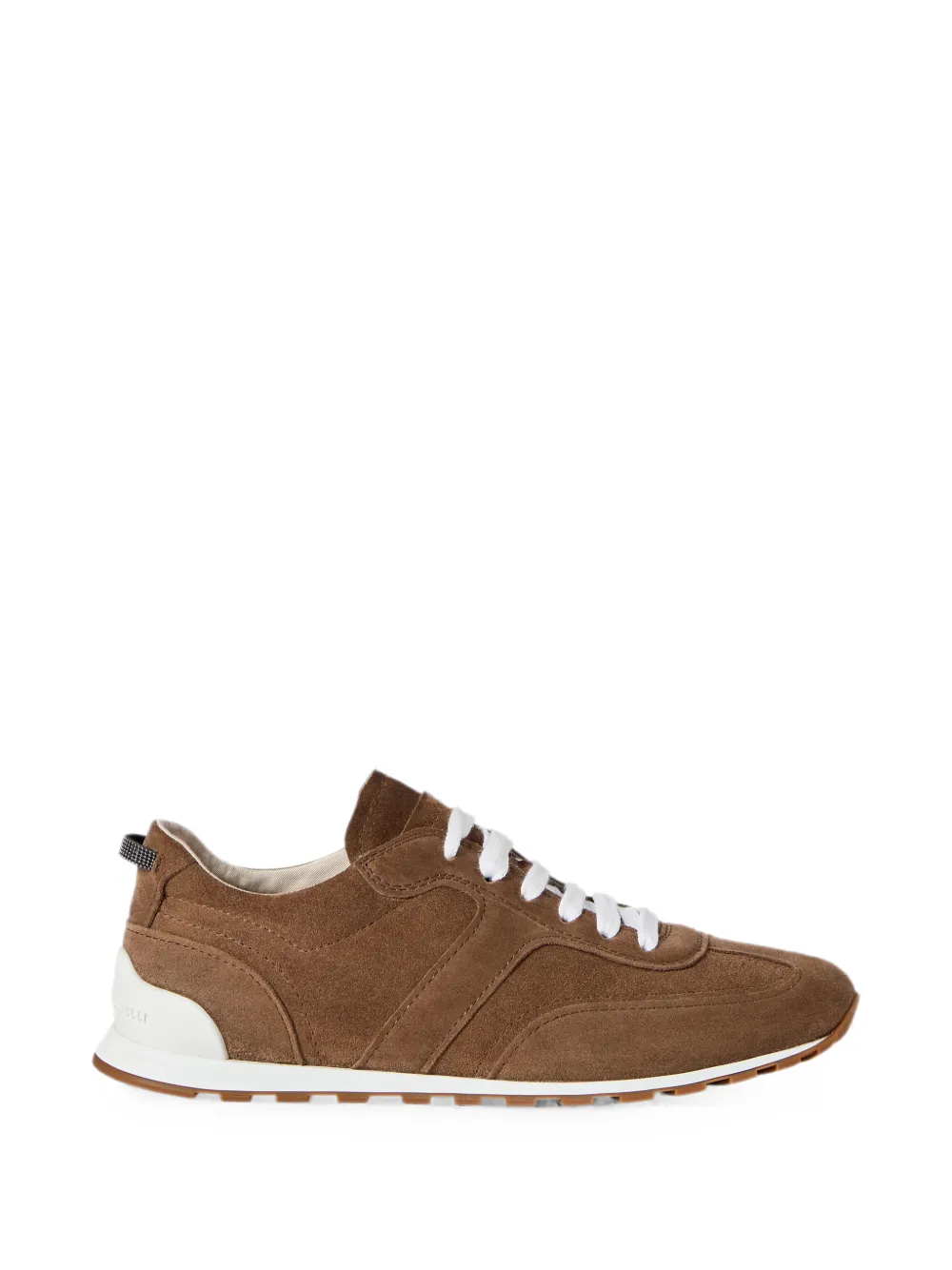Brunello Cucinelli Suède sneakers met glanzende lussen – Bruin (MZSFG3337C9773)