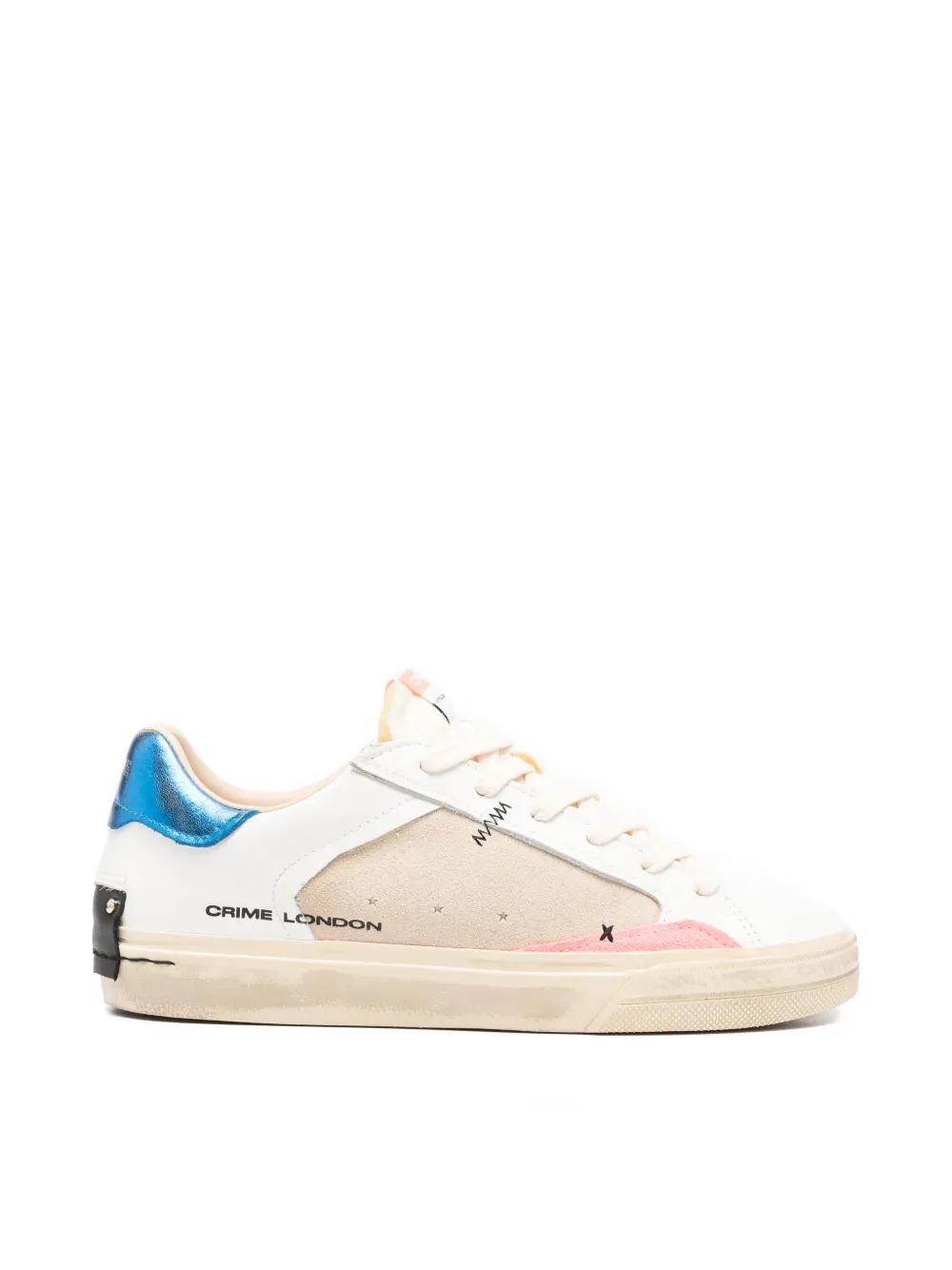 Crime London Deconstructed sneakers met suède vlak – Wit (29077PP8)