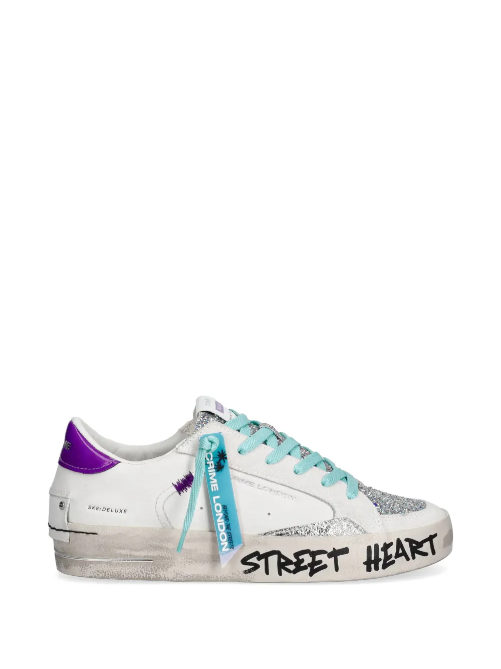 Crime London SK8 Deluxe Sneakers mit Glitter-Detail – Weiß (29120EE8)