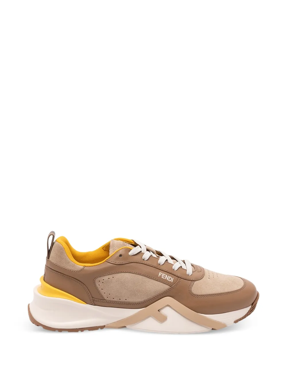 FENDI Flow sneakers met vlakken – Bruin (7E1925AY1W)
