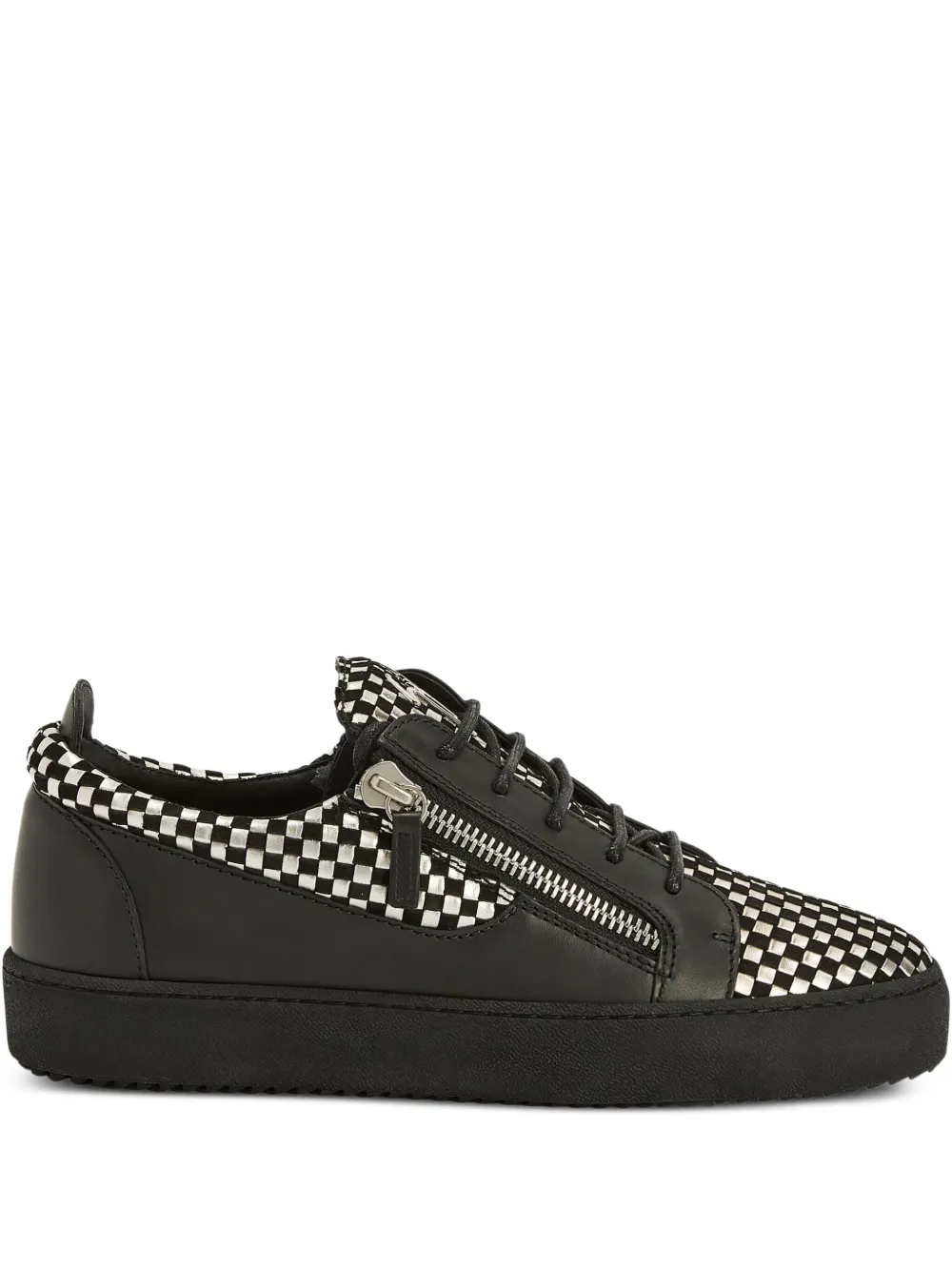 Giuseppe Zanotti Frankie geruite leren sneakers – Zwart (RU90098K19)
