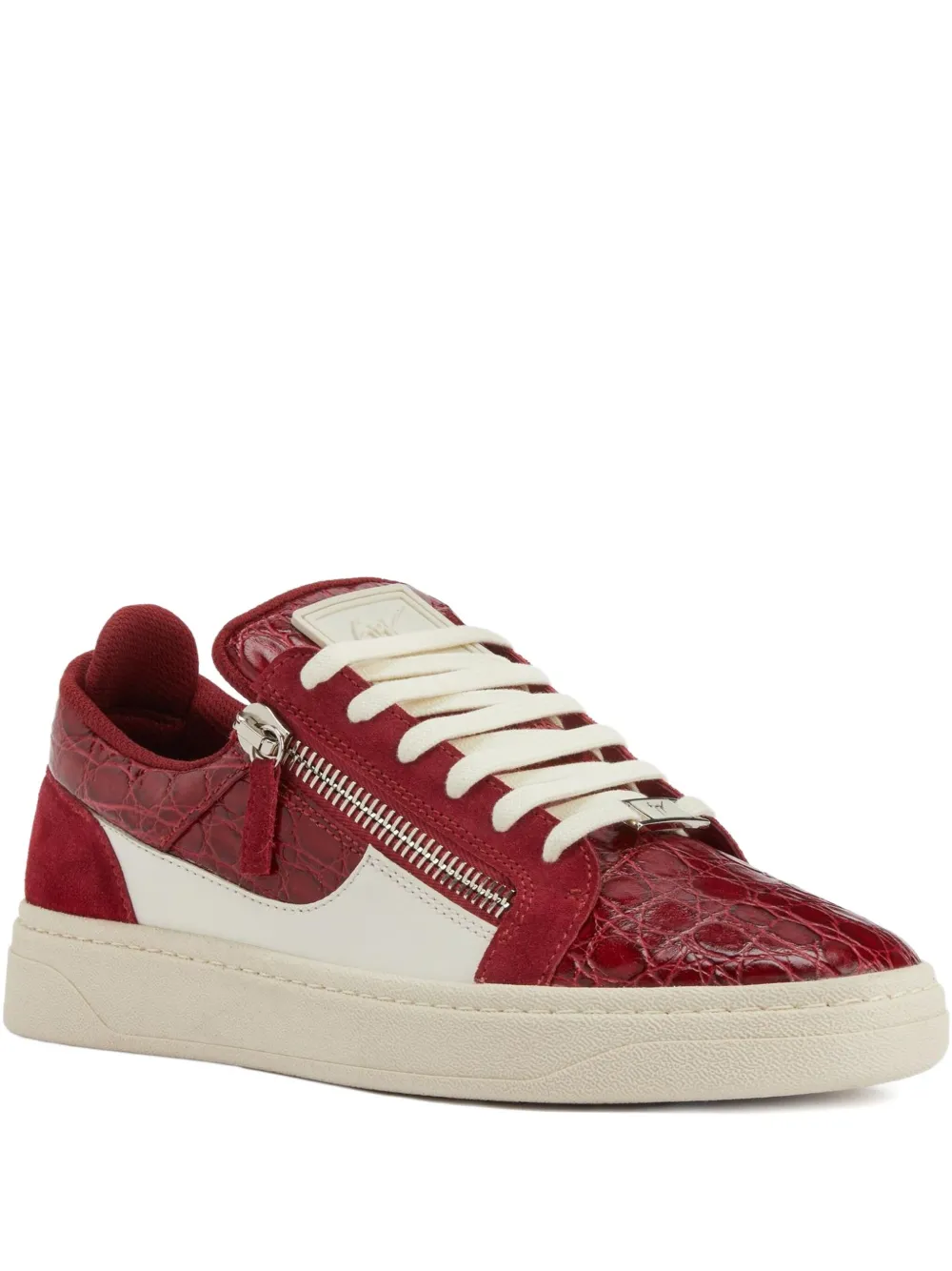 Giuseppe Zanotti Frankie sneakers met krokodillen-reliëf – Rood (RU50021001)