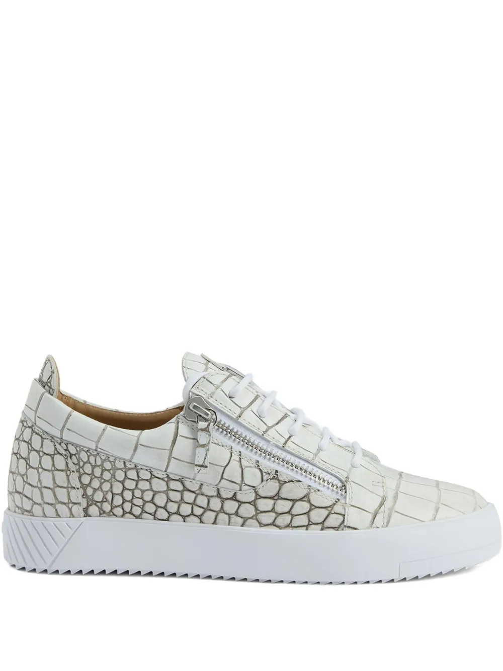 Giuseppe Zanotti Frankie sneakers met krokodillen-reliëf en rits – Beige (RU50029H04)