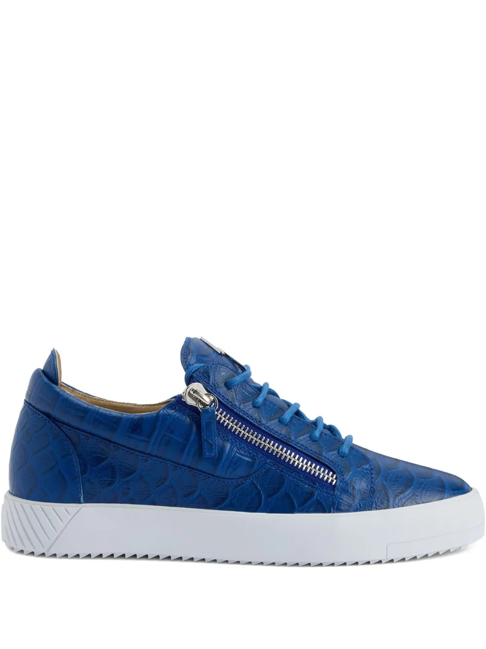 Giuseppe Zanotti Frankie sneakers met krokodillen-reliëf en rits – Blauw (RU50029H02)