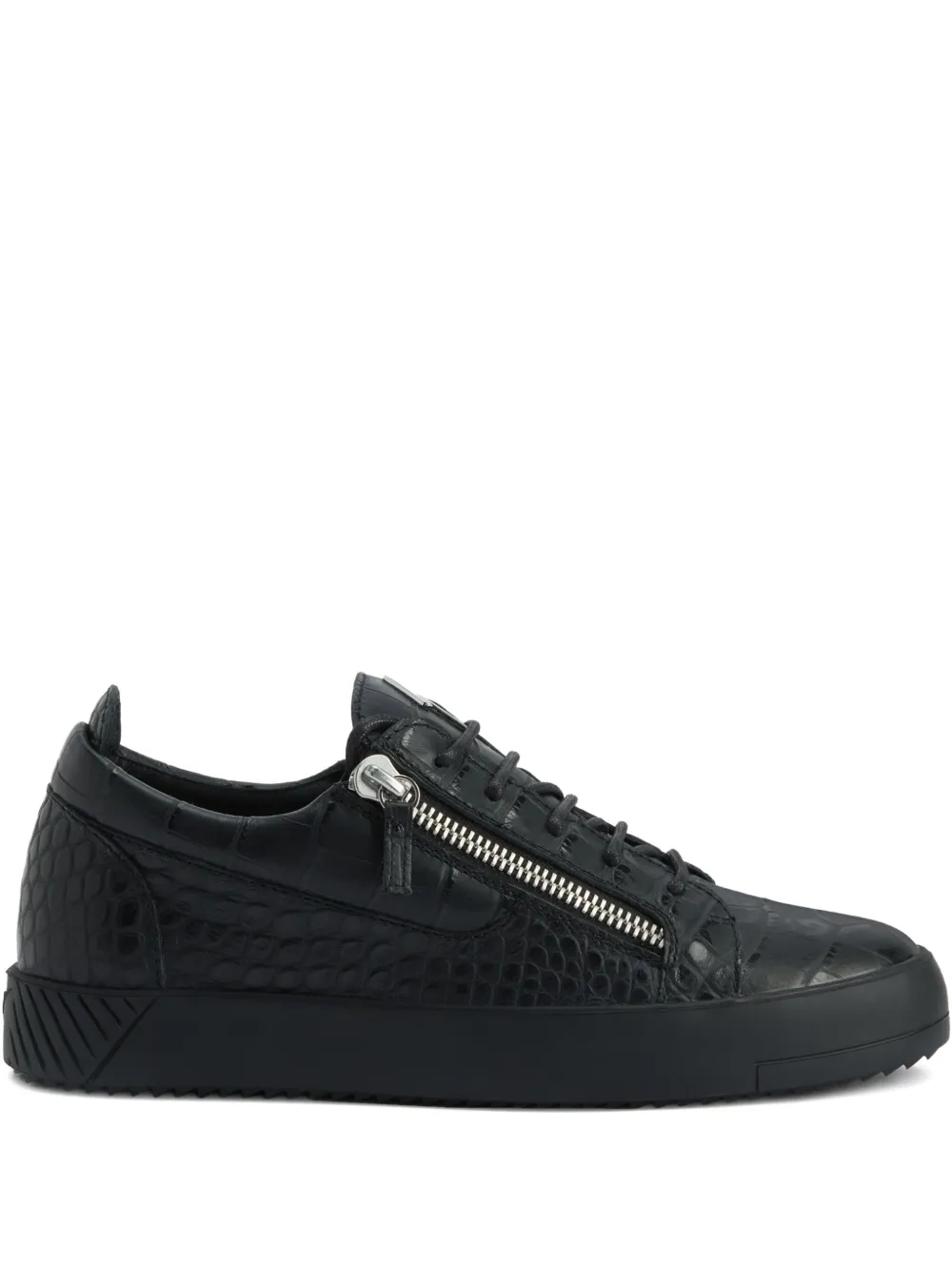 Giuseppe Zanotti Frankie sneakers met krokodillen-reliëf en rits – Zwart (RU50029H03)