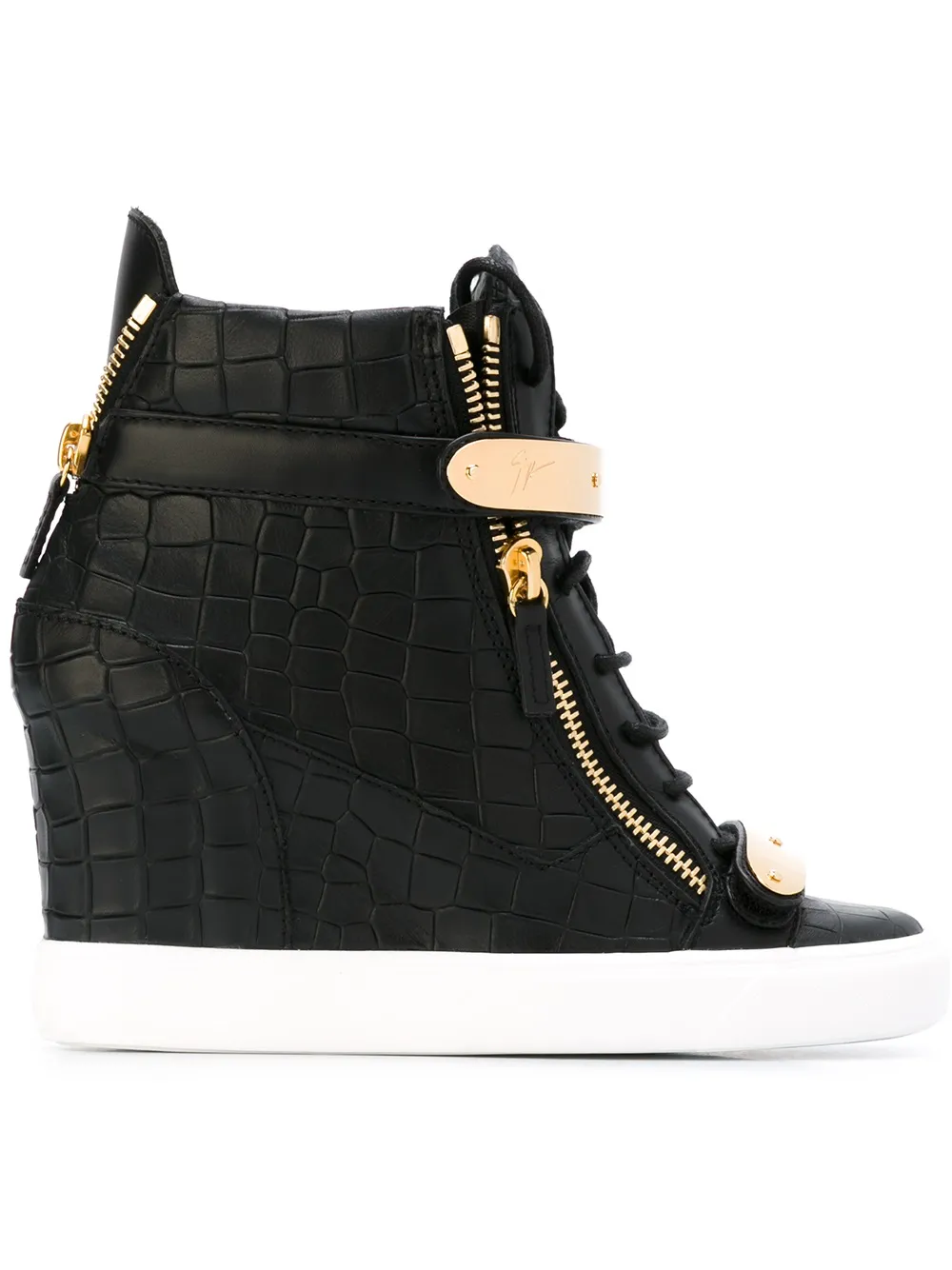 Giuseppe Zanotti crocodile effect hi-top wedge sneakers – Zwart (RW6030001)