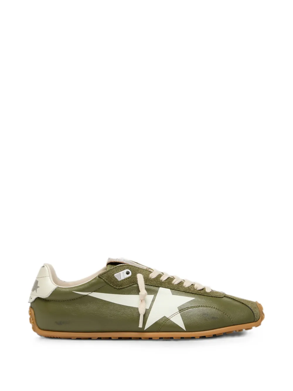 Golden Goose Marathon Speed Sneakers aus olivgrünem Leder mit Stern (GWF00892F008456)