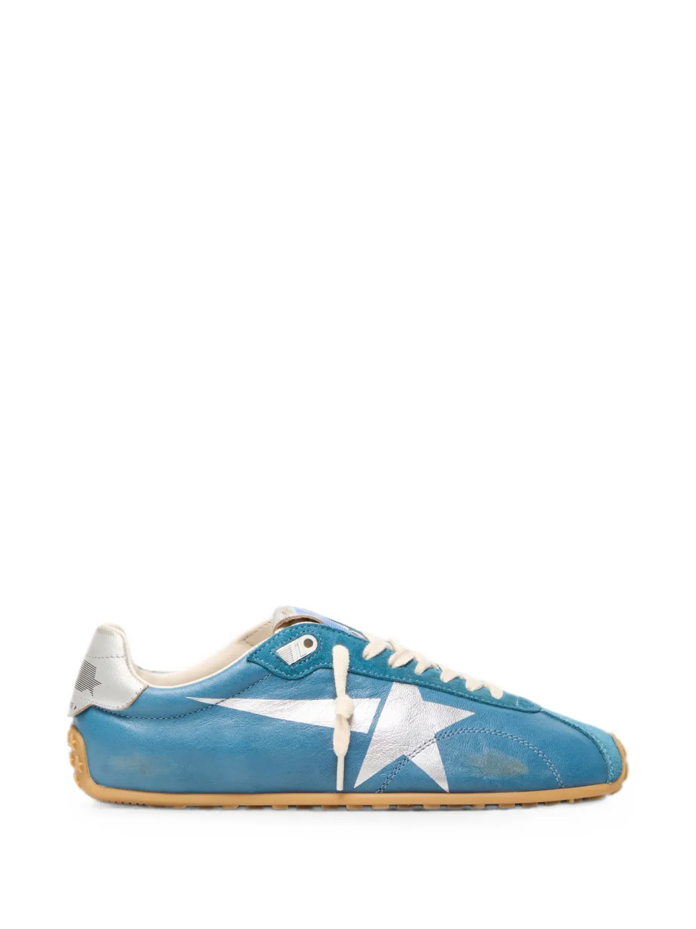 Golden Goose Marathon Speed aus blauem Nappa mit bedrucktem Stern und silbernem Lederabsatz (GWF00892F007833)