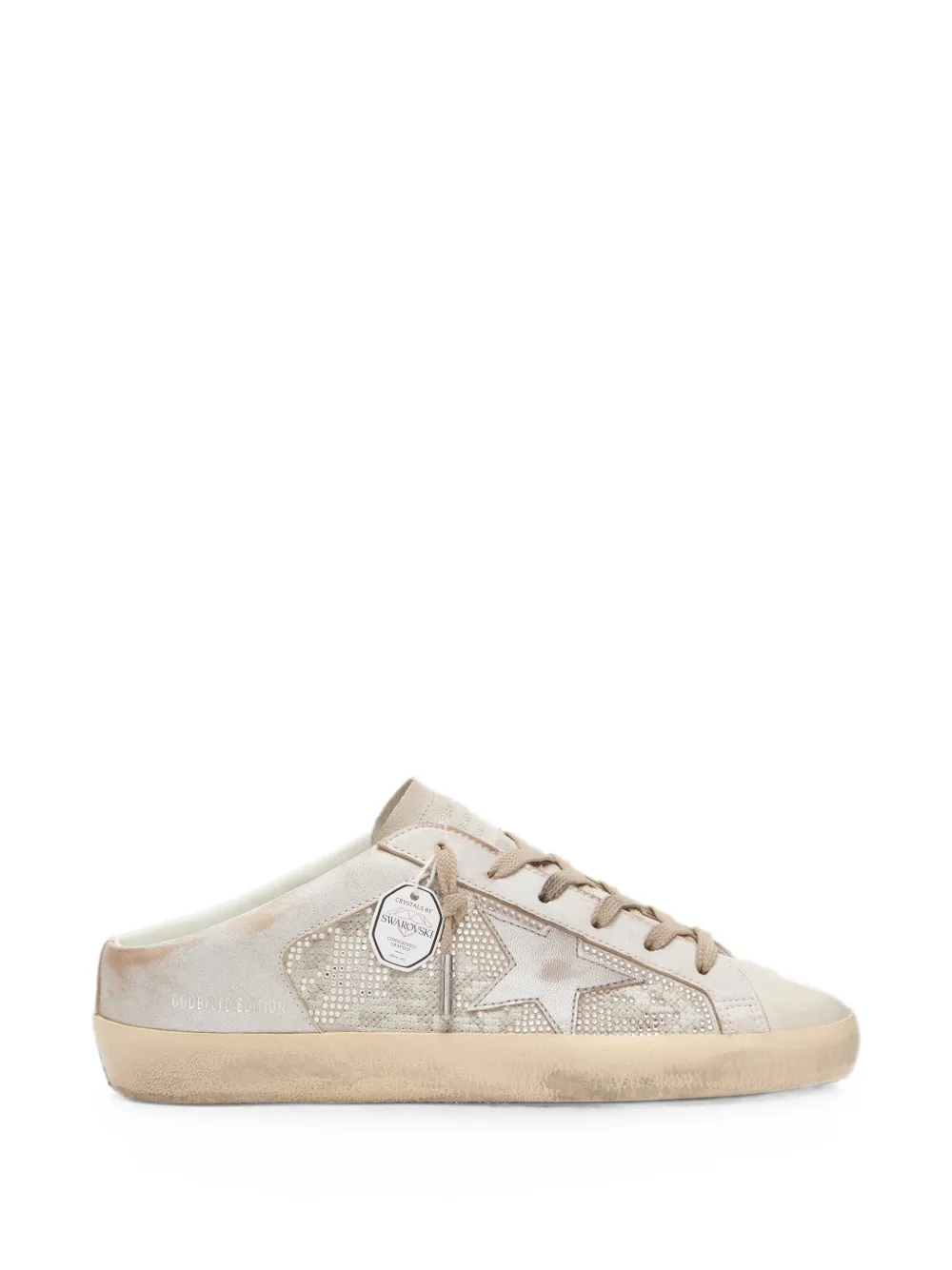 Golden Goose Super-Star Sabots LTD in Swarovski mit Stern-Sneakers aus silbernem Metallic-Leder – Nude (GWF00937F008494)