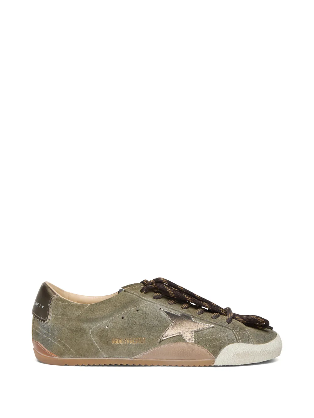Golden Goose True-Star Sneakers aus olivem Wildleder mit goldfarbenem Stern – Grün (GWF00922F008631)