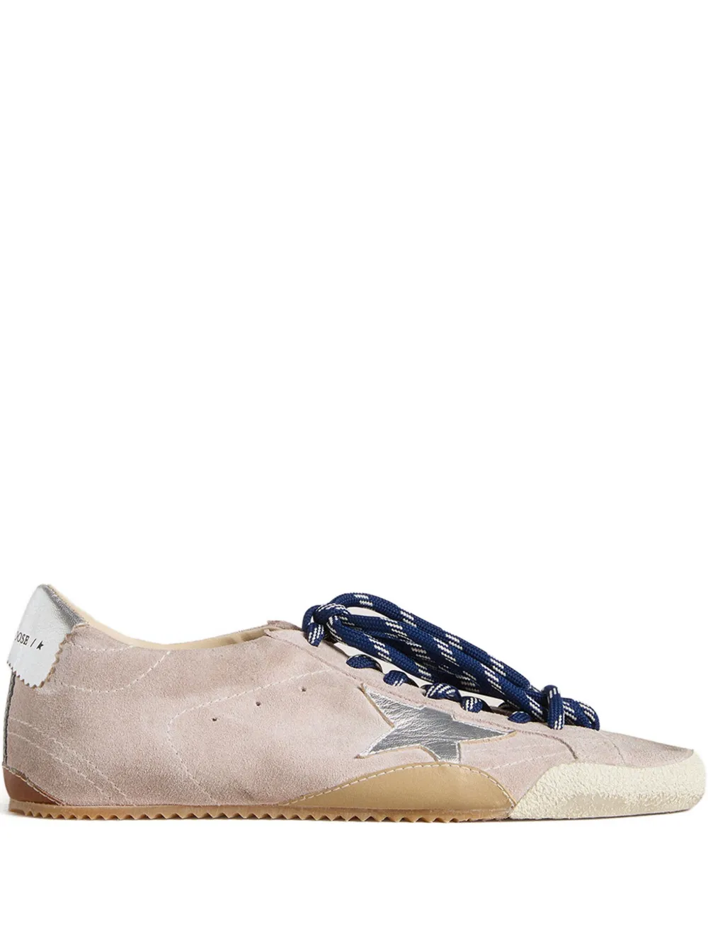 Golden Goose True-Star Sneakers aus pastellrosa Wildleder mit silberfarbenem Stern und Fersenlasche (GWF00922F007383)