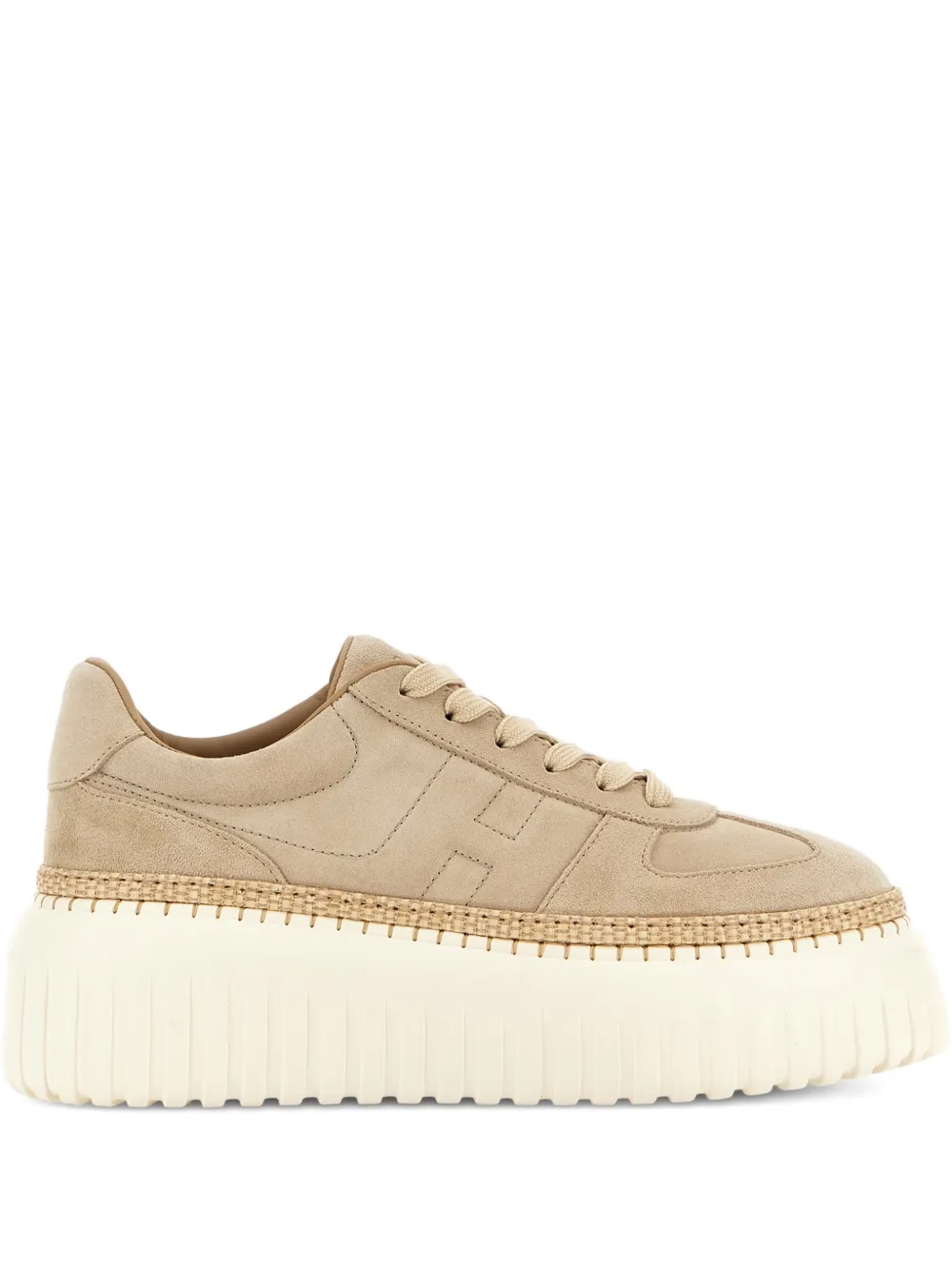 Hogan H-Stripes suède sneakers met plateauzool – Beige (HXW7100FY40BTM)