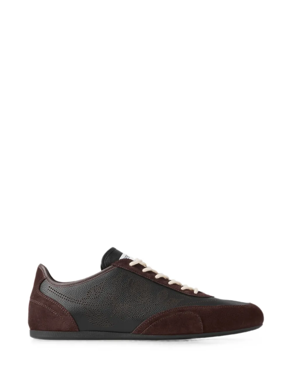 Jimmy Choo Sunny M black and chocolate leather-mix and perforated-leather low-top trainers – Schwarz (SUNNYMEVL014206)