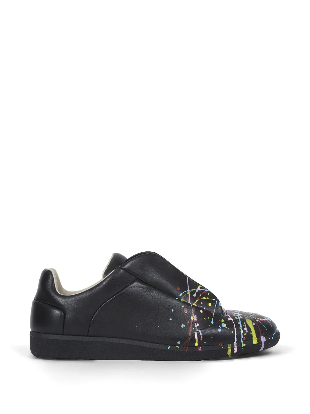 Maison Margiela Future leren sneakers met verfspatten – Zwart (S57WS0554P7798)