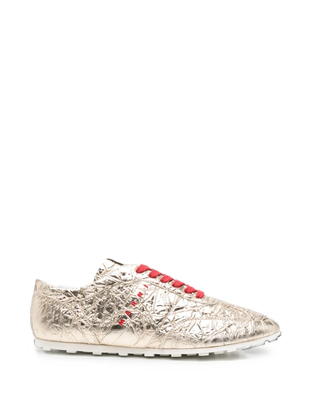 Marni Sneakers met gekreukte afwerking en logo – Goud (SNZW021100)