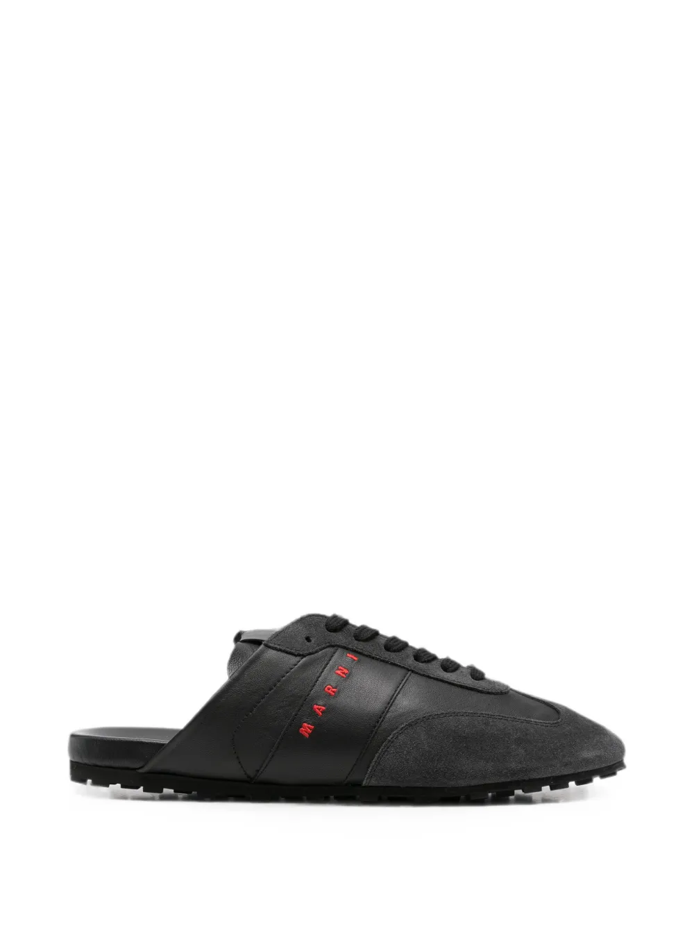 Marni Softy Socce leren sneakers met logoprint – Zwart (SNZU019500P9097)