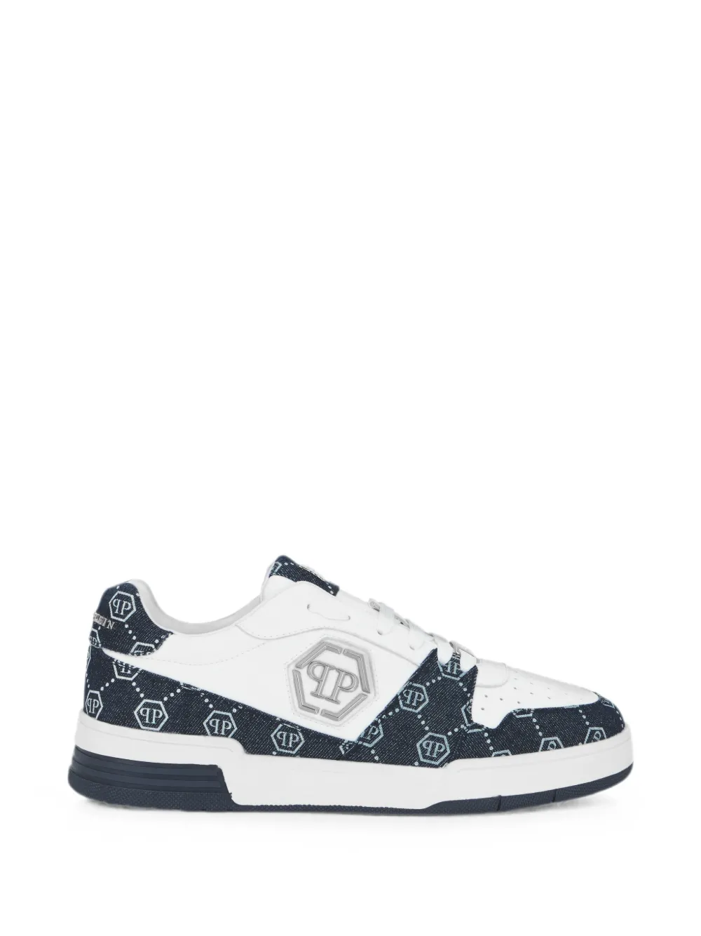 Philipp Plein P-Force denim low-top sneakers met monogram – Wit (UAFSUSC1079PLE005N)