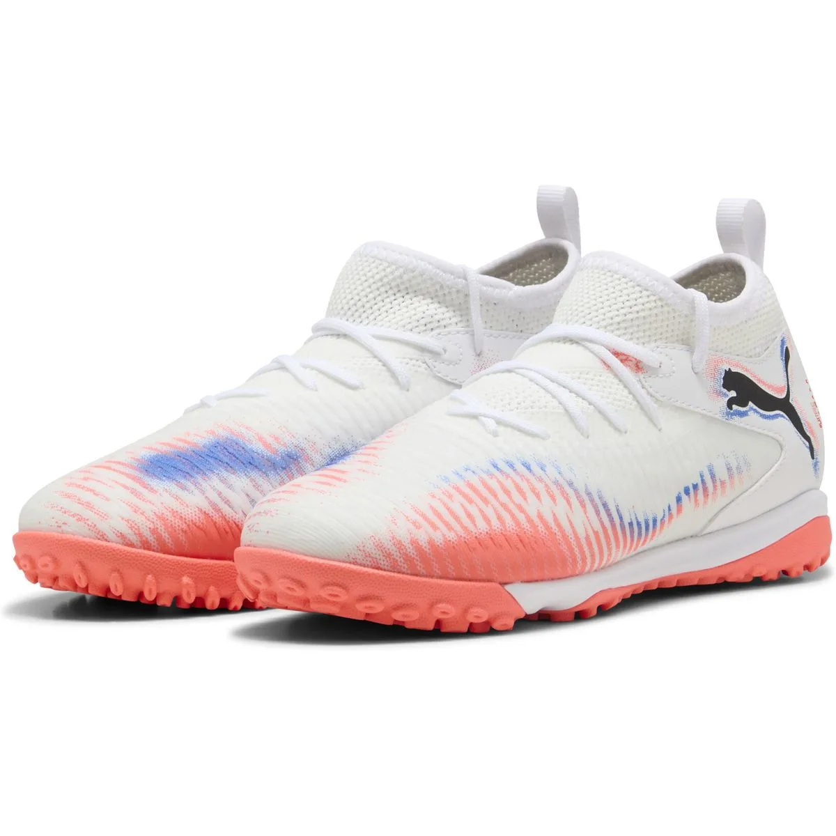 Puma Future 8 Match Mid TT+ Multinocken-Fußballschuhe Kinder 01 – PUMA white/PUMA black/glowing red 35 für Kinder, weiß, Größe 33 EU / 1 Kids UK (108616)