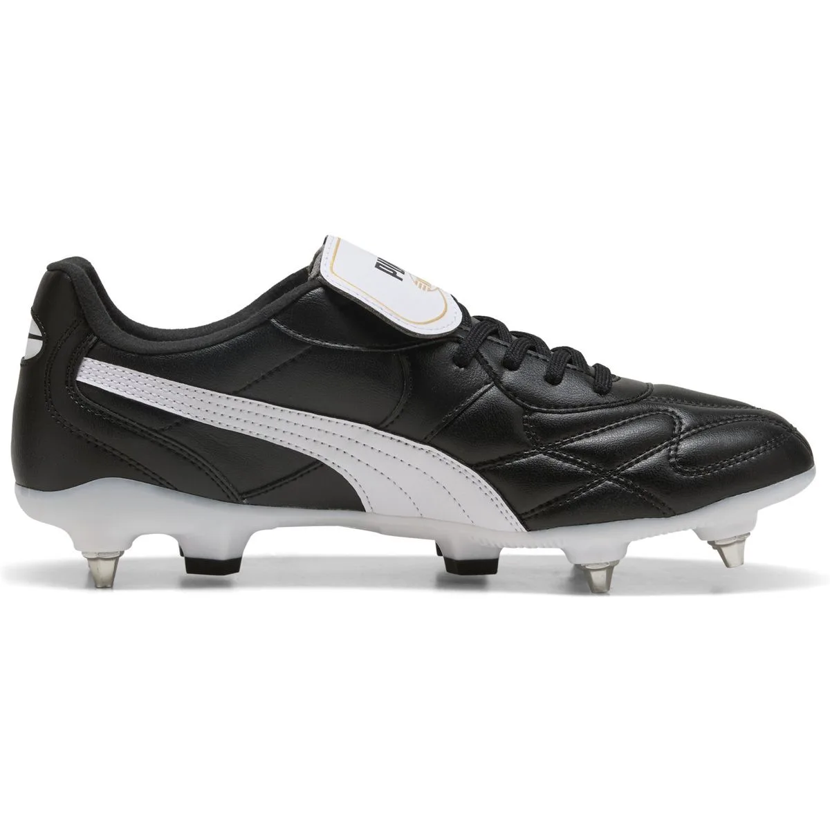 Puma King Top MxSG Stollen-Fußballschuhe 01 – PUMA black/PUMA white/PUMA gold 44.5 für Herren, schwarz, Größe 42 EU (108471)