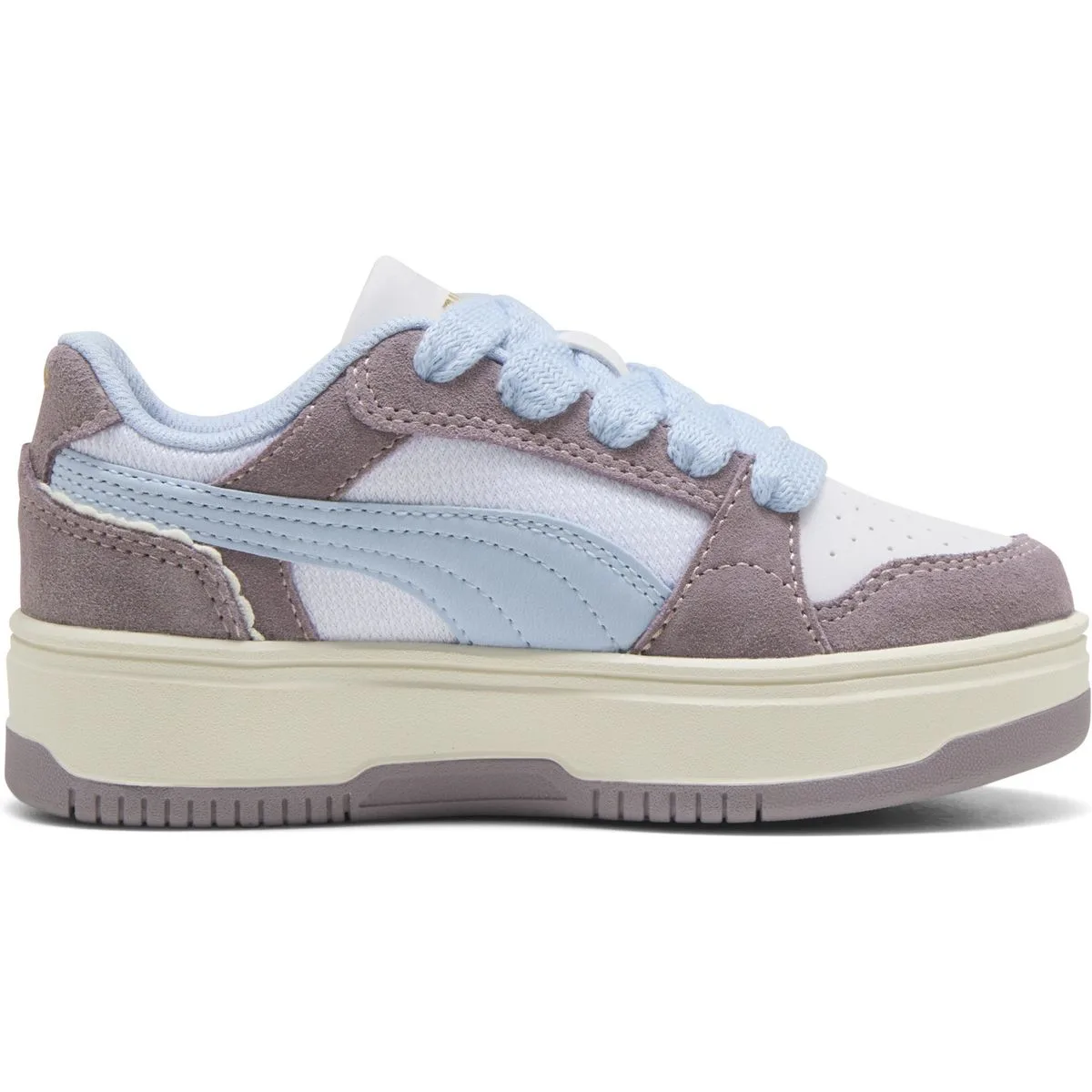 Puma Rebound Femme Memoires Plateau Sneaker Mädchen 01 – PUMA white/haute tropic/plum jam 35 für Kinder, weiß, Größe 30 EU (404341)