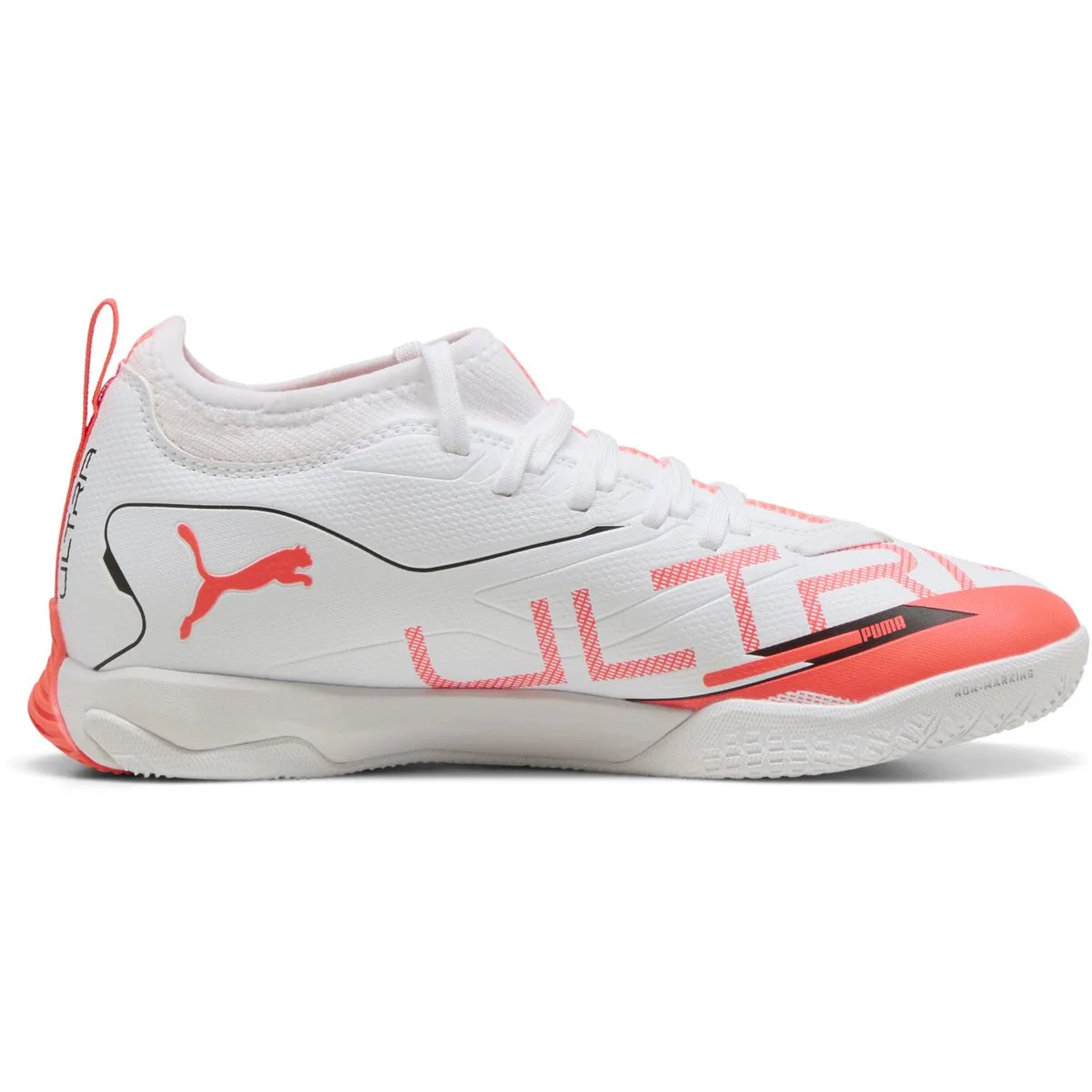 Puma ULTRA 5 MATCH IT + Mid Jr – PUMA White-PUMA Black-Glowing Red 3.5 für Kinder, weiß, Größe 18 EU (108347)