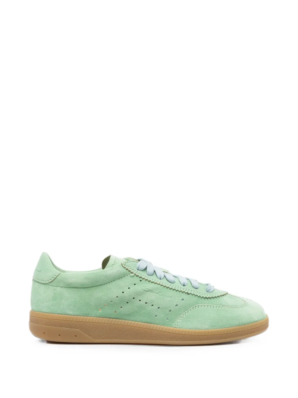 Santoni perforated-detail suede sneakers – Groen (WBPL61340MENTKSN)