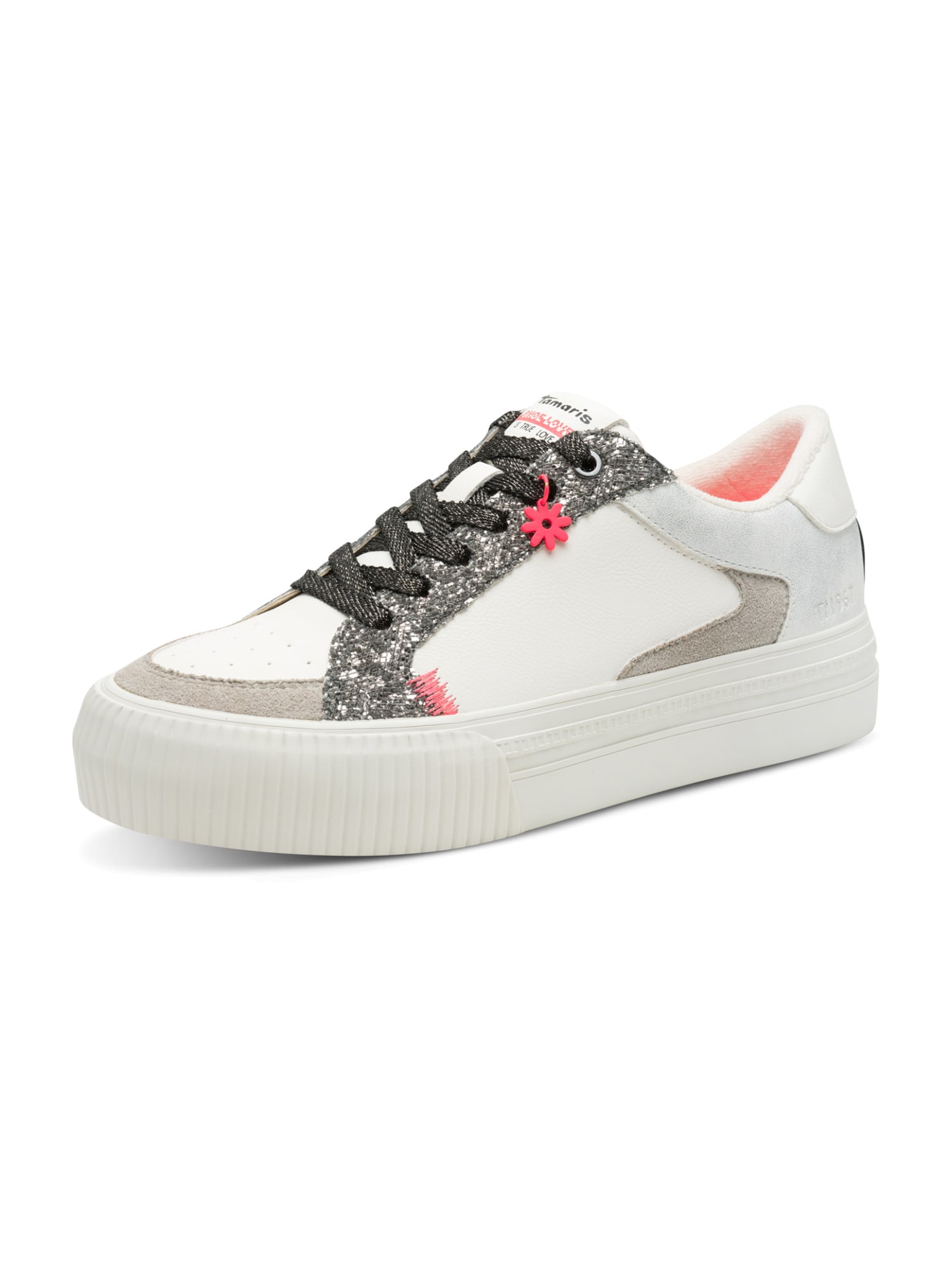 Tamaris sneaker Taupe / Knalrood / Zilver / Wit (2184405)