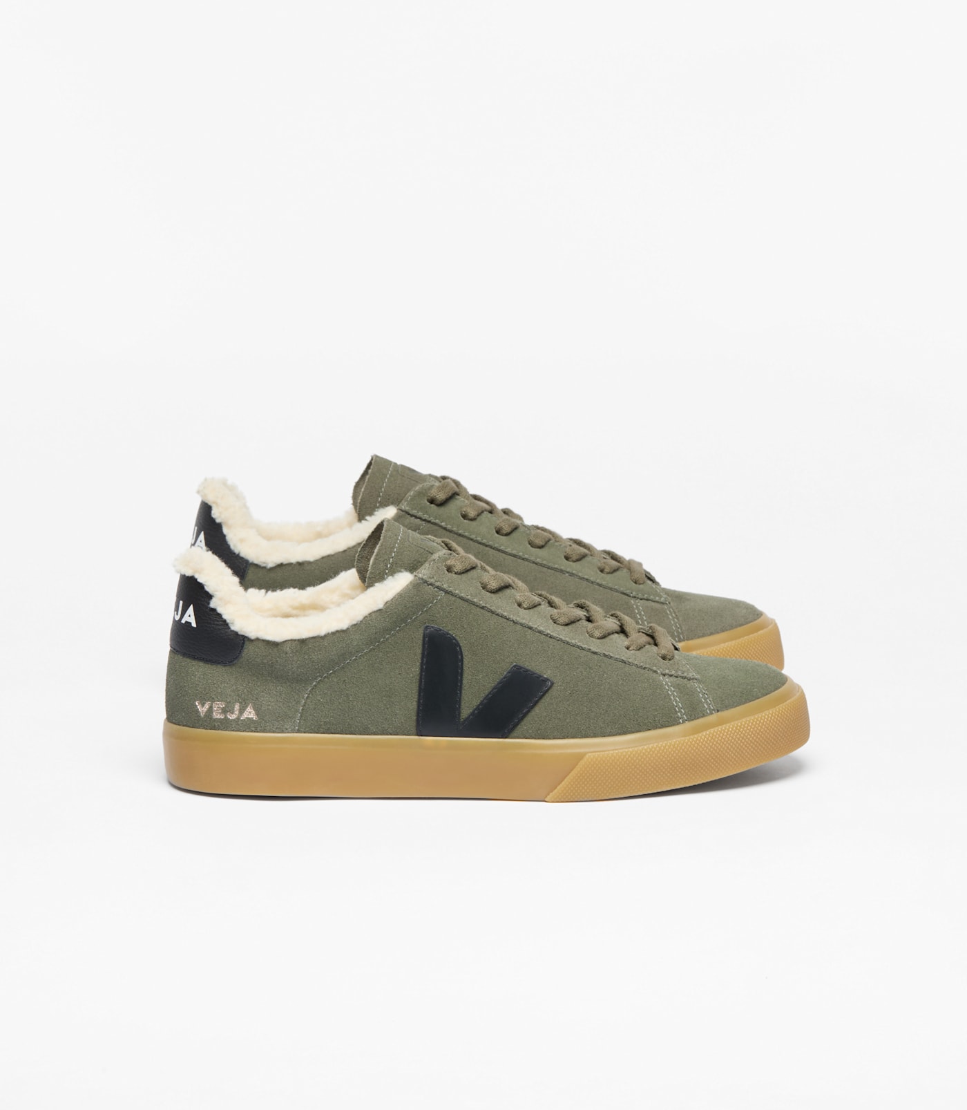 VEJA Campo Sneakers aus Wildleder mit Shearling – Grün (CW0320810)