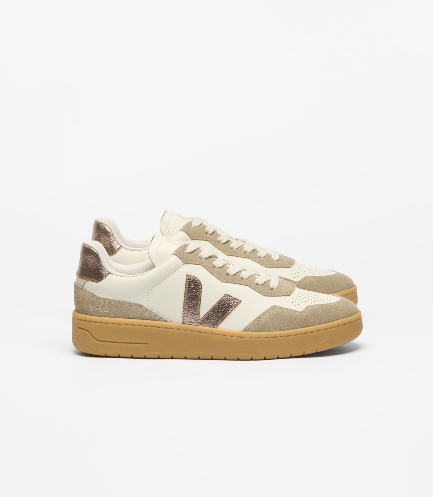 VEJA V-90 leather pure bronze natural sneakers – Beige (VD2021724A)