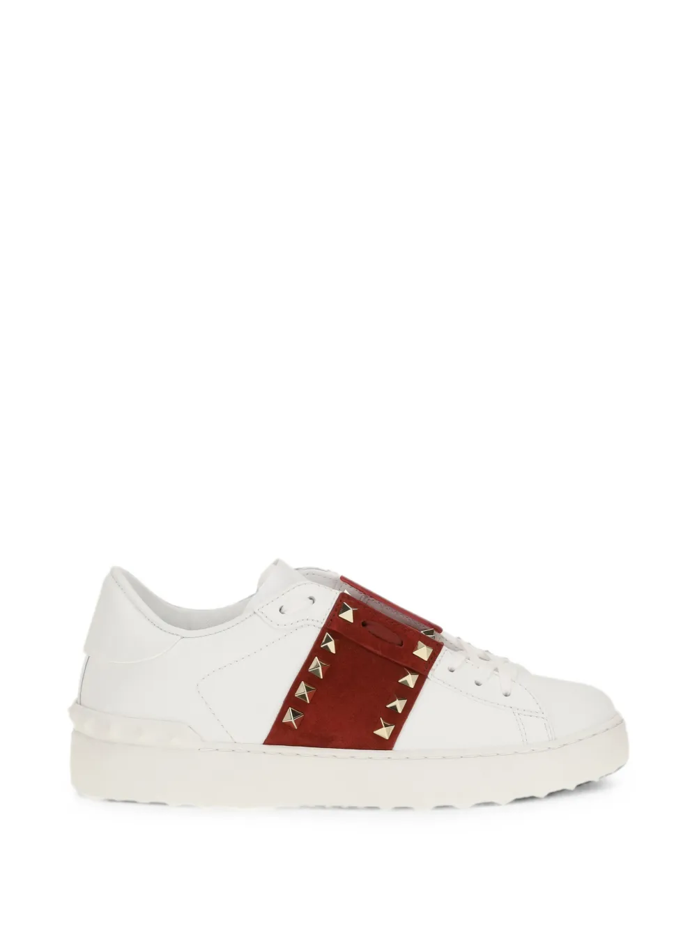 Valentino Garavani Rockstud Untitled Sneakers aus Kalbsleder mit Wildlederband – Weiß (WS0A01ZBV)