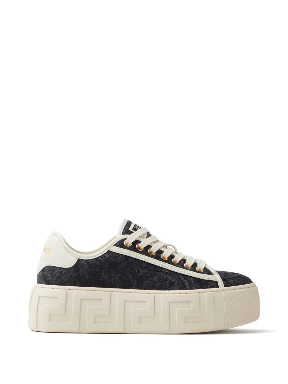 Versace Greca jacquard canvas platform trainers – Zwart (10223461A09449)