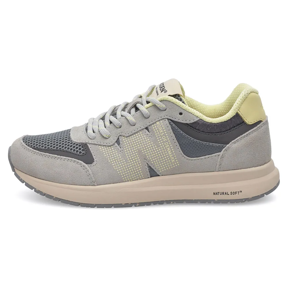 Woden sneaker Lichtgrijs / Donkergrijs / Neongroen (N000648-049)