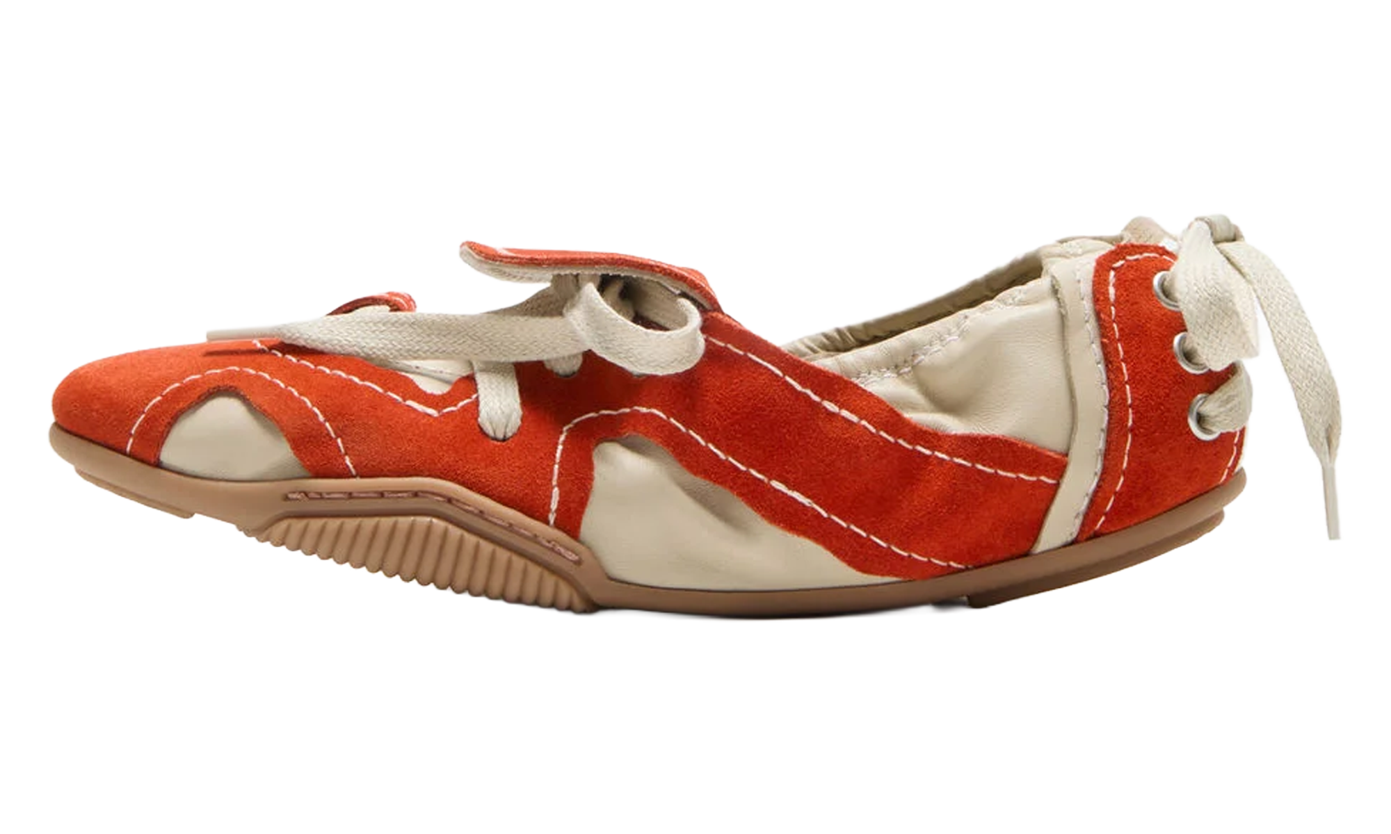 Acne Studios Suede Lace-Up Shoes Womens “Off White / Orange” (AD0941-AT2)