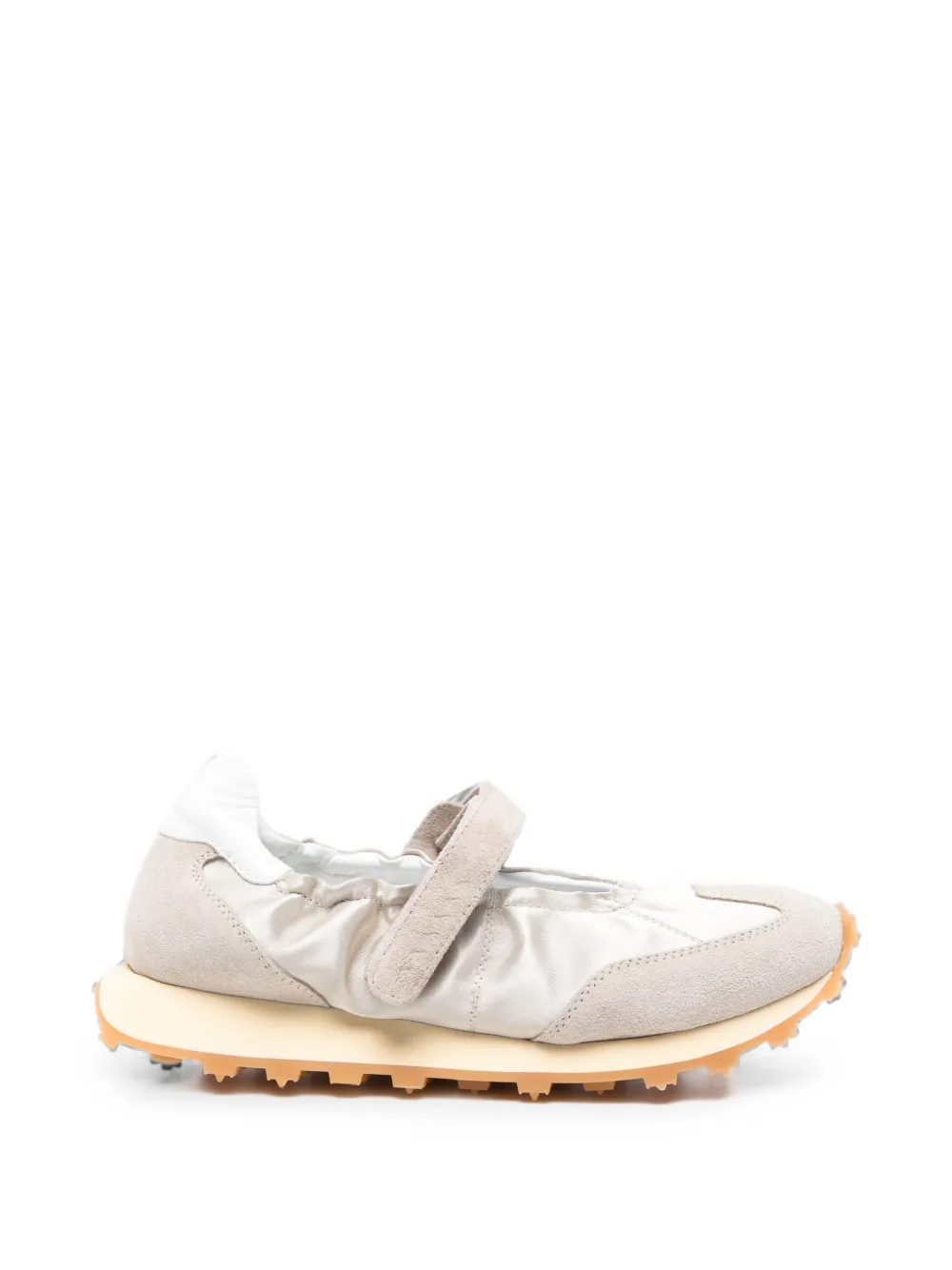 RUN OF Bambola sneakers met suède vlak en klittenband – Beige (BAMBOLAW)