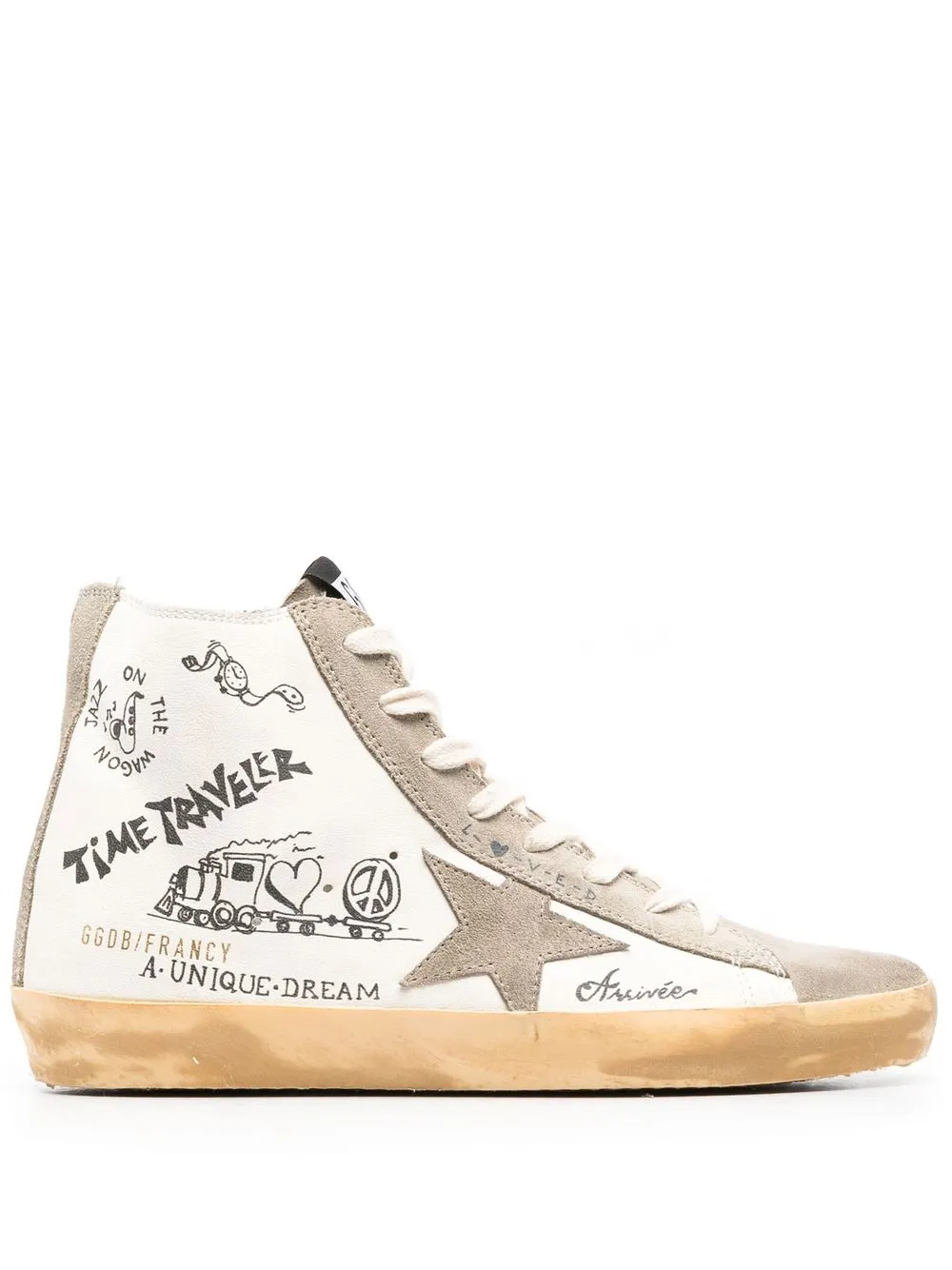 Golden Goose Francy High-Top-Sneakers mit Print – Nude (GWF00113F003441)