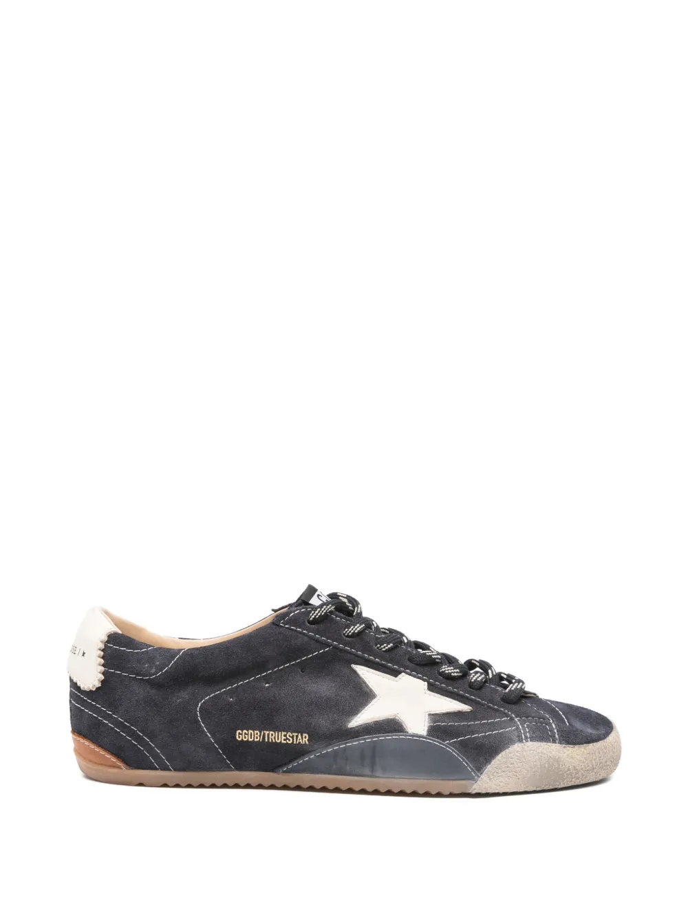 Golden Goose True-Star Sneakers aus dunkelblauem Wildleder mit weißem Nappaleder-Stern und Fersenlasche – Grau (GWF00922F008370)