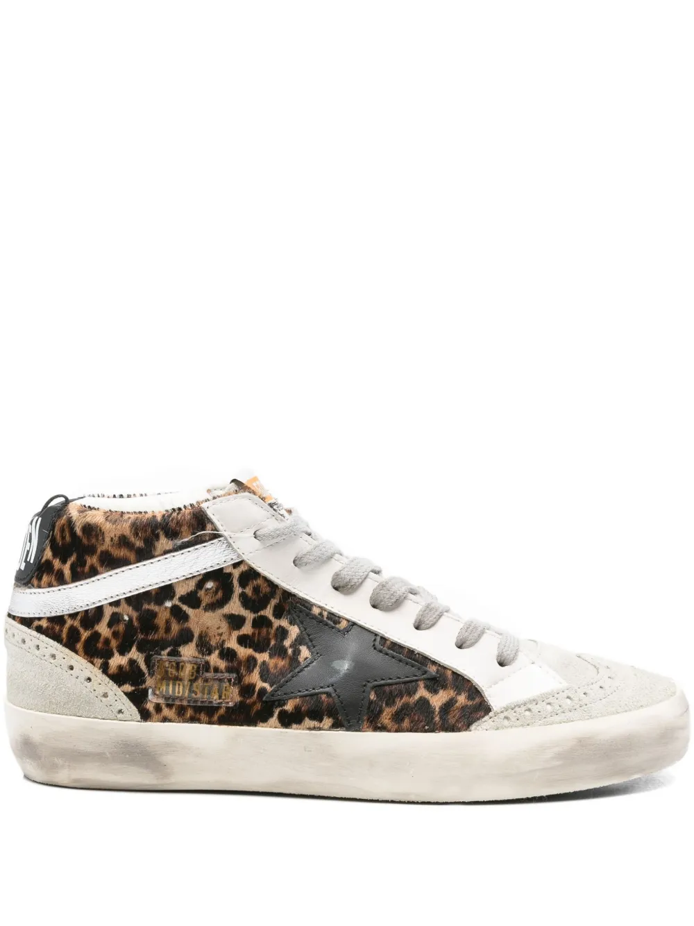 Golden Goose Mid Star Sneakers mit Leoparden-Print – Grau (GWF0122F03766)