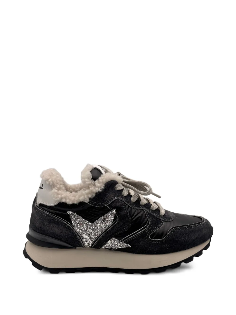 Voile Blanche Paris Star Sneakers mit Glitter-Patch – Schwarz (PARISSTAR2019480)