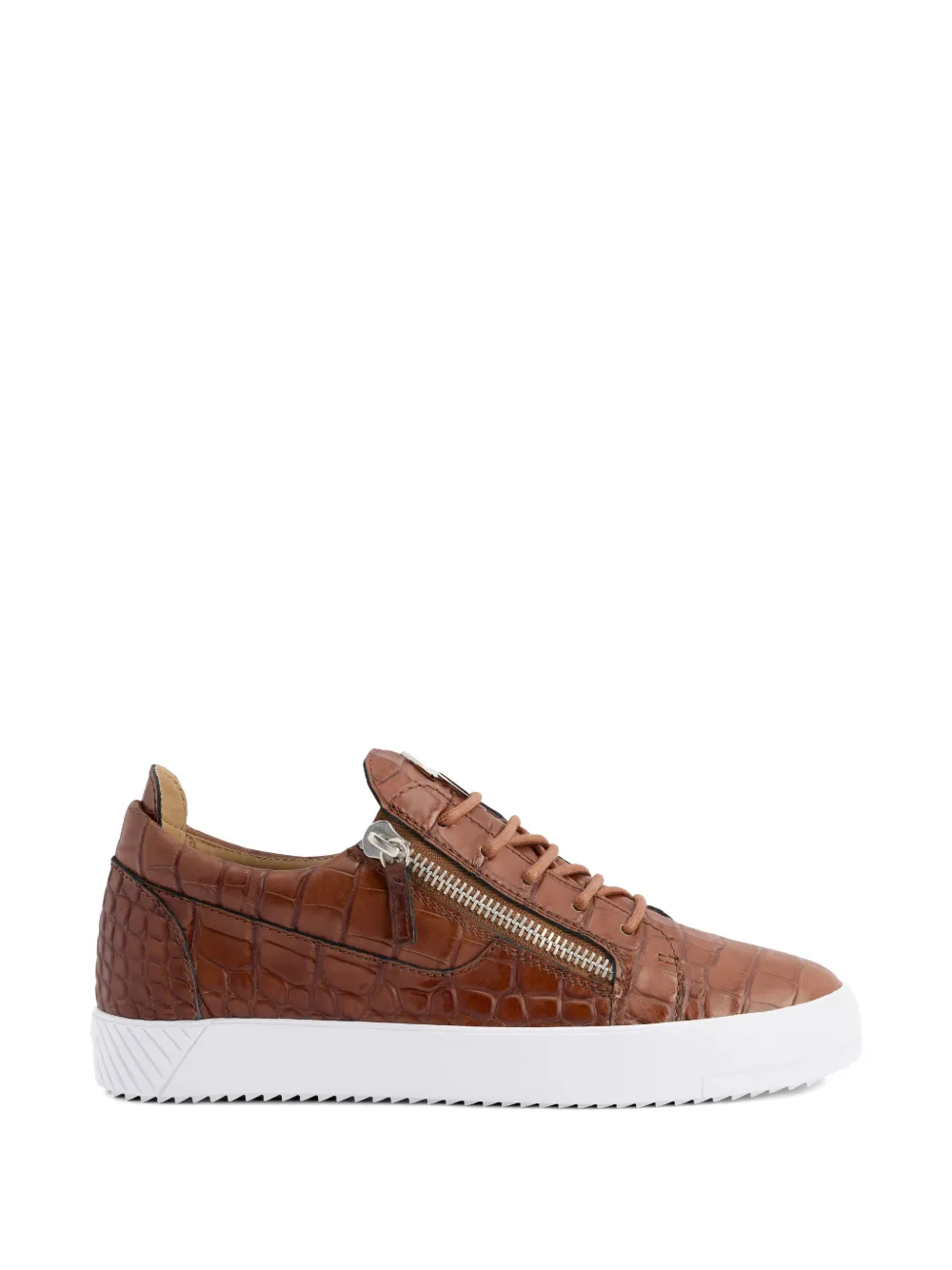 Giuseppe Zanotti Frankie leren sneakers met krokodillenprint en rits – Bruin (RU50029H05)
