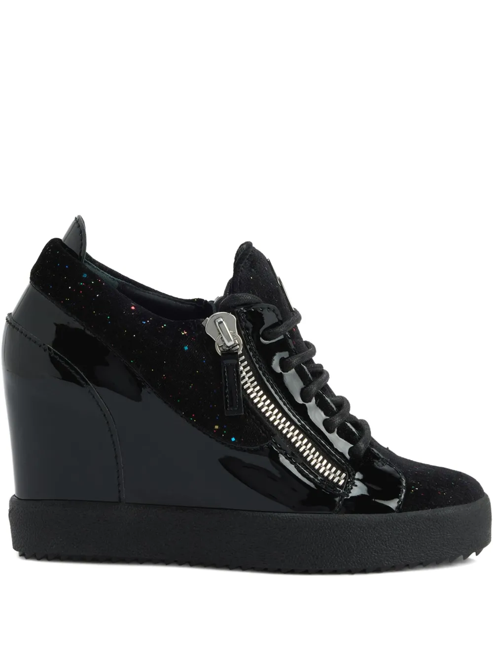 Giuseppe Zanotti Addy Wedge Sneakers mit Glitter-Einsatz – Schwarz (RW50021H01)