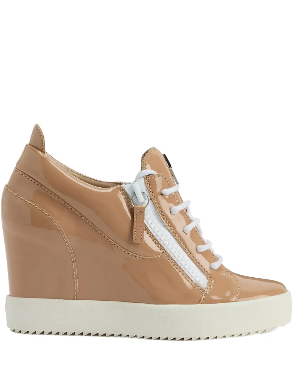 Giuseppe Zanotti Addy Wedge lakleren sneakers met sleehak – Beige (RW50023H03)