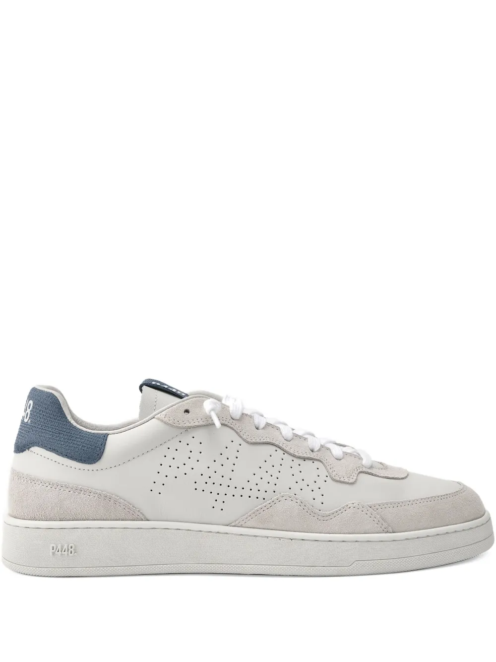 P448 Vert leren sneakers met geperforeerde details – Wit (S25VERT14WHITETAVBLUE)