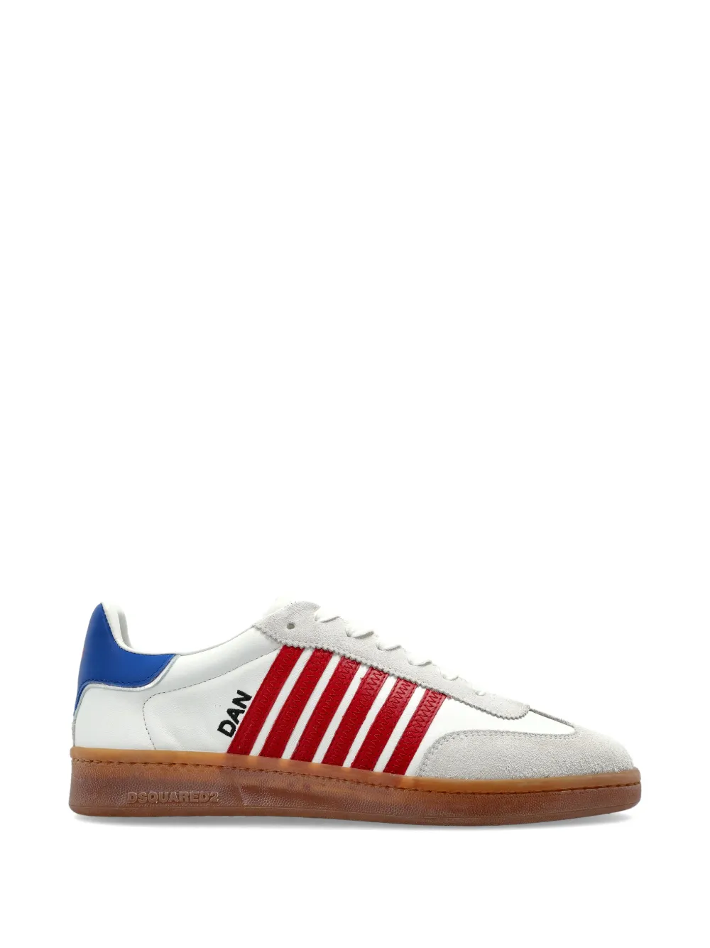 DSQUARED2 Boxer gestreepte leren sneakers – Wit (SNW047518907438)