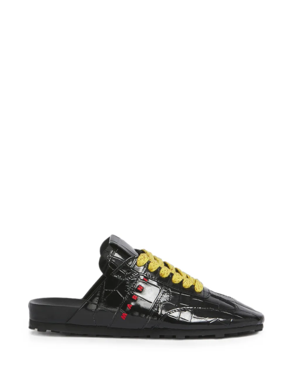 Marni Softy Soccer leren slip-on sneakers met krokodillen-effect – Zwart (SNZW021200P7839)