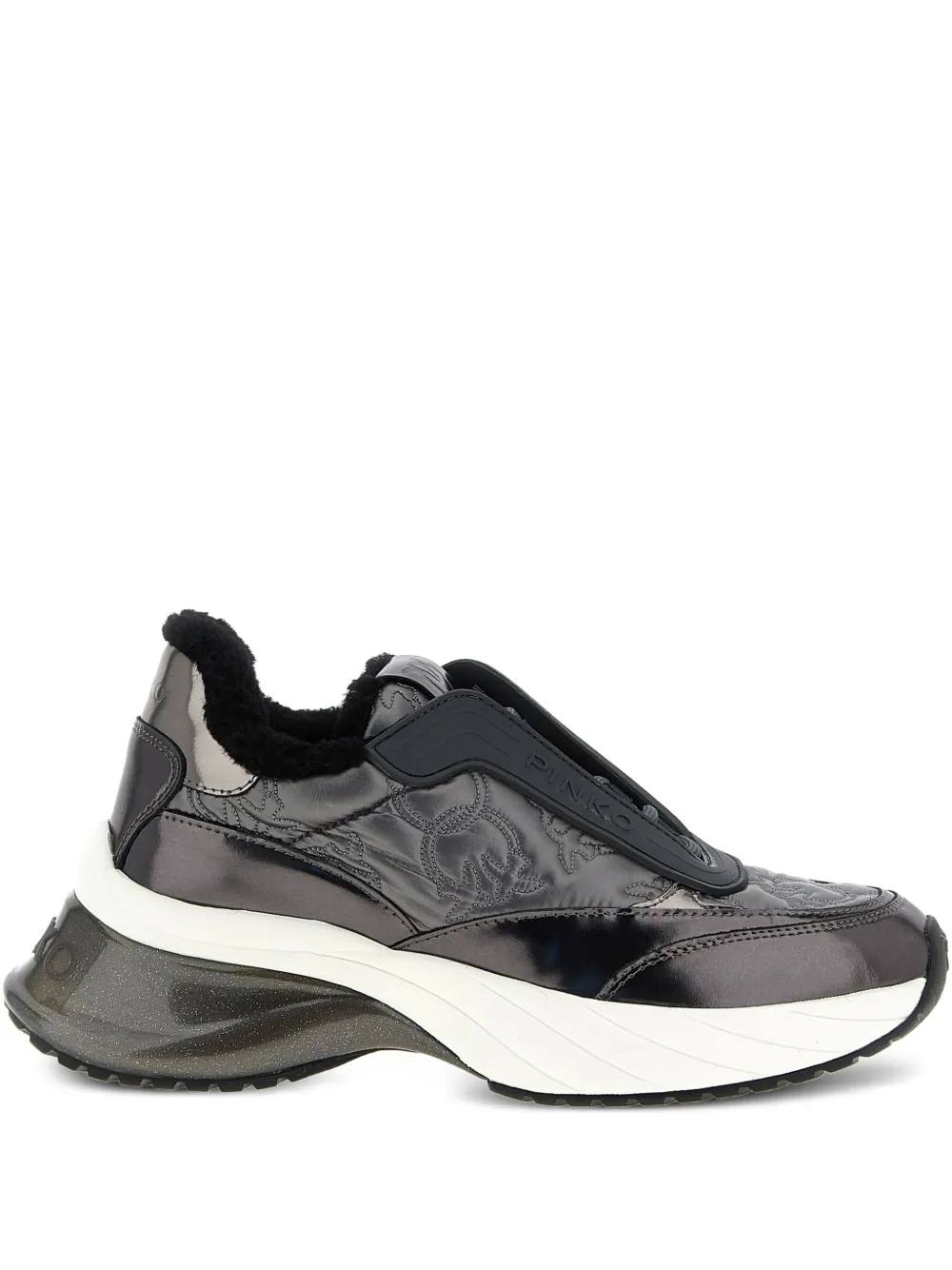 PINKO Ariel 19 gewatteerde sneakers met logodetail – Grijs (SS0097T042KZ7)