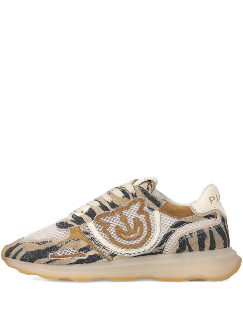 PINKO Zoe sneakers met tijgerprint en logo – Beige (SS0175P088)