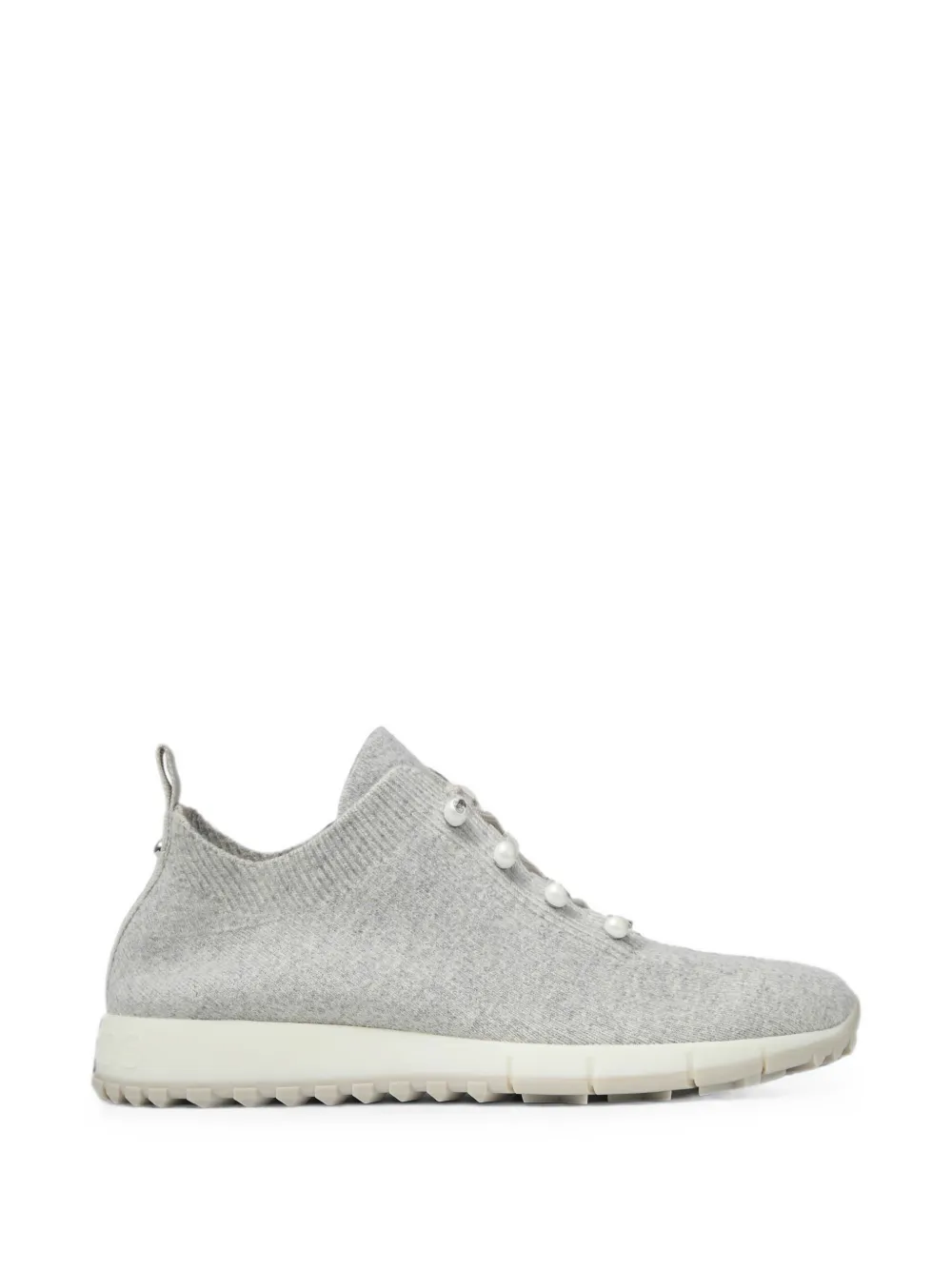 Jimmy Choo Veles Chocolate kasjmier melange gebreide sneakers met parelknopen – Bruin (VELESPZG)